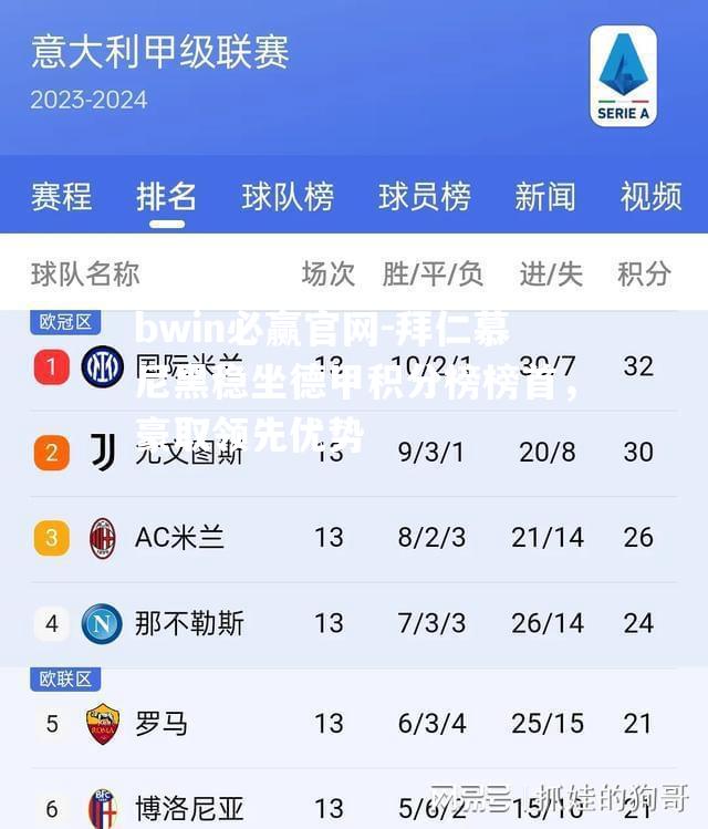 拜仁慕尼黑稳坐德甲积分榜榜首，豪取领先优势