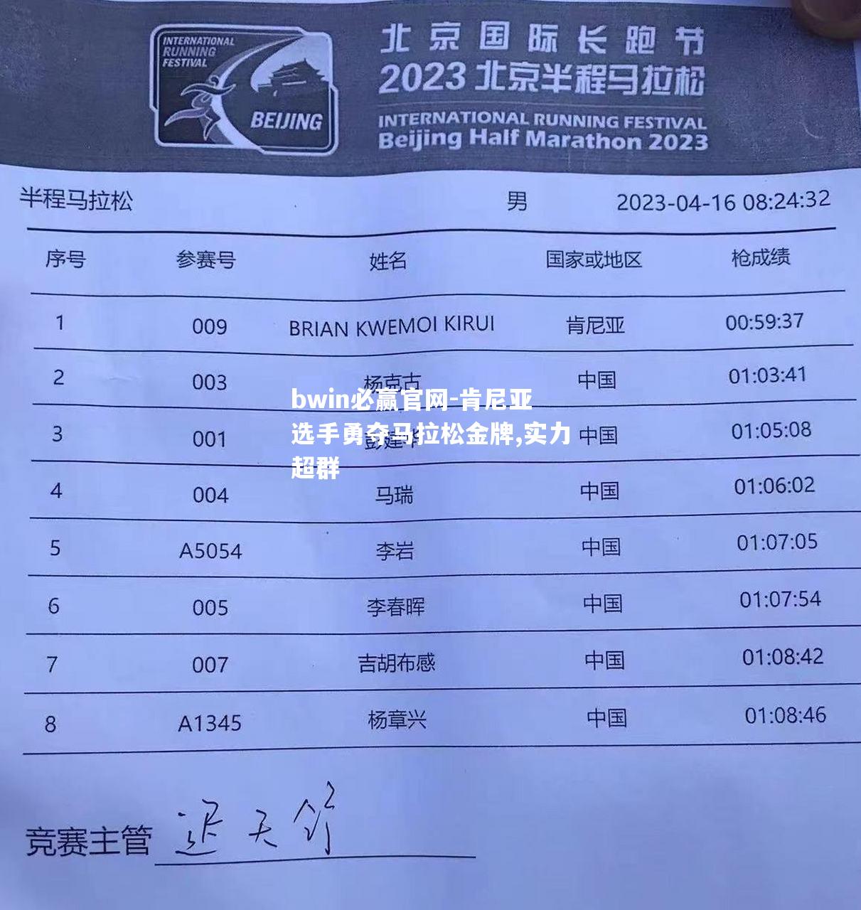 肯尼亚选手勇夺马拉松金牌,实力超群